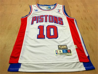 Maillot De Basket Detroit Pistons Dennis Rodman 10 Retro Engrener Blanc